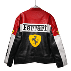 Chaqueta de cuero de motociclista de Ferrari Racing