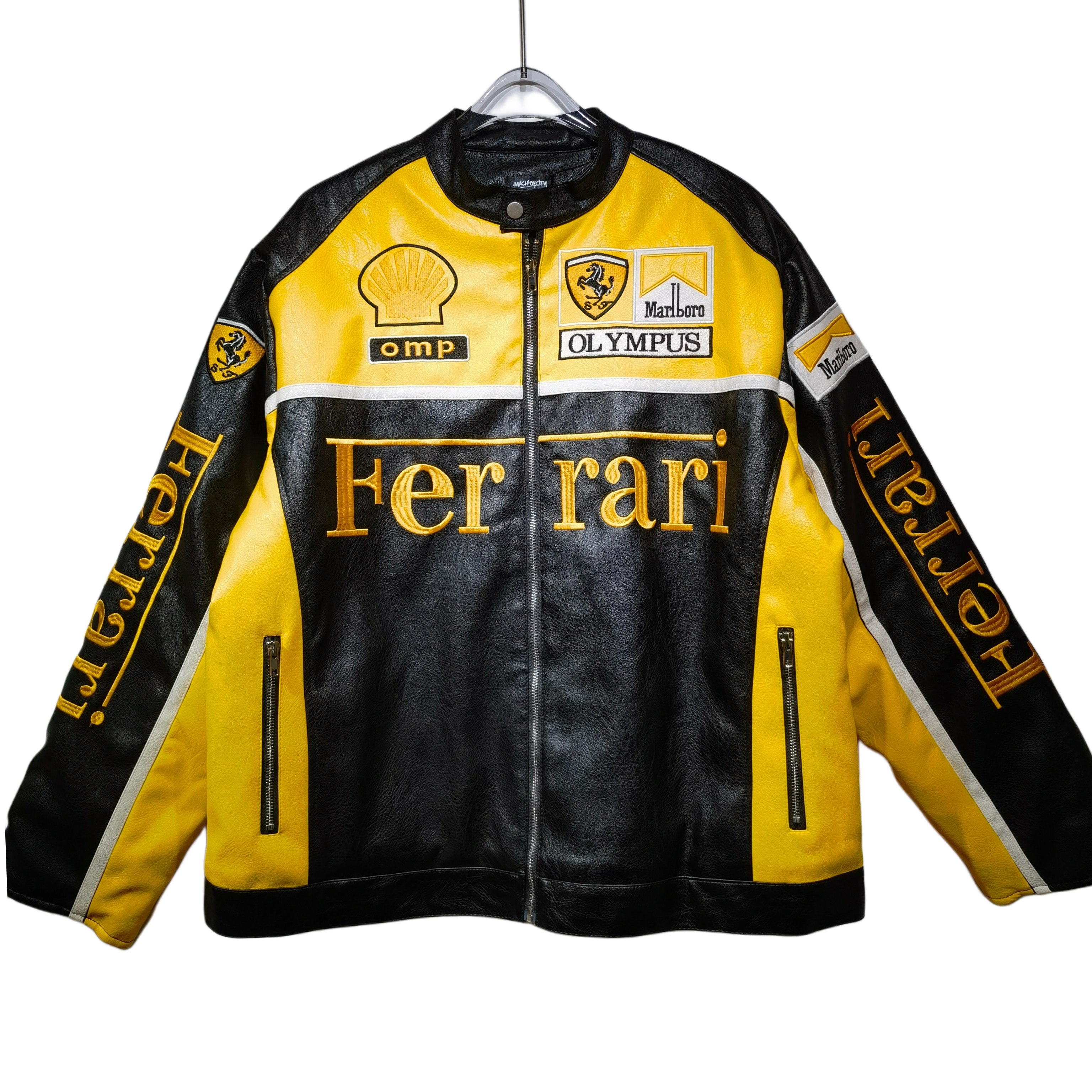 Chaqueta de Cuero Ferrari F1 Olympus - Edición Amarilla