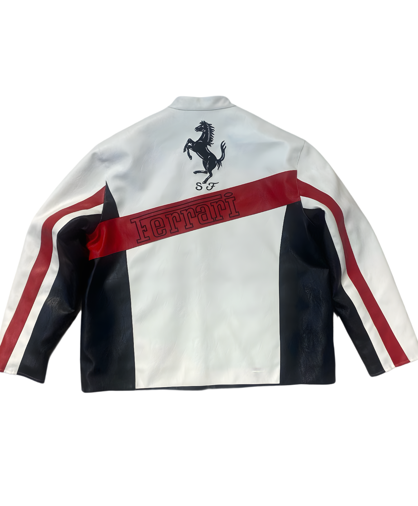 Chaqueta de cuero Vintage de Ferrari F1 Michael Schumacher - Edición Blanco y Rojo
