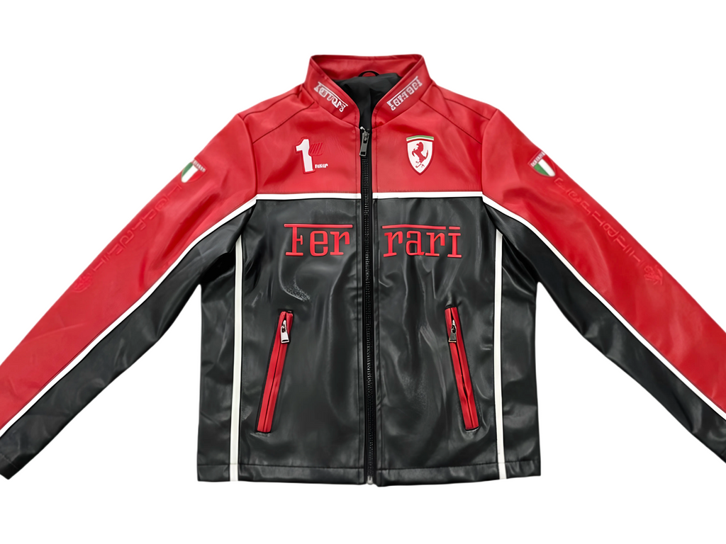 Chaqueta de Cuero Ferrari F1 - Edición Negro y Rojo