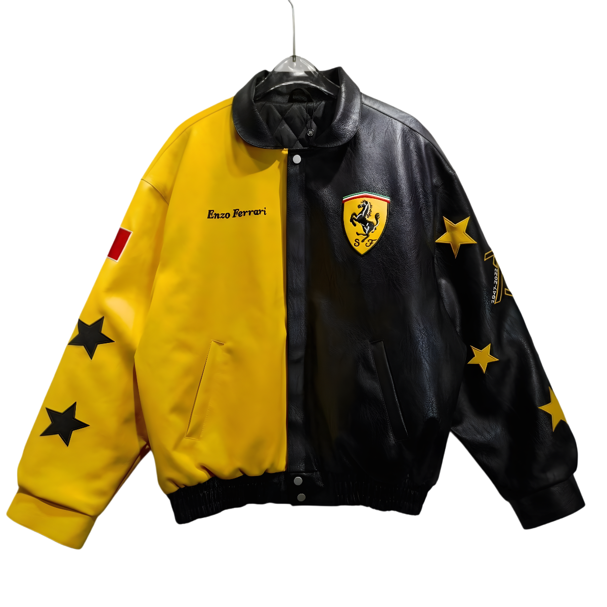 Chaqueta de Cuero estilo Bomber Ferrari Racing - Edición Enzo Ferrari