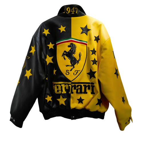 Chaqueta de Cuero estilo Bomber Ferrari Racing - Edición Enzo Ferrari