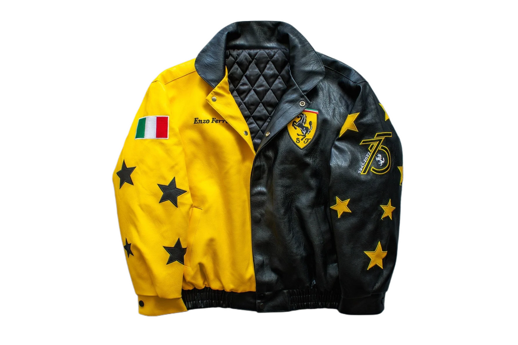 Chaqueta de Cuero estilo Bomber Ferrari Racing - Edición Enzo Ferrari