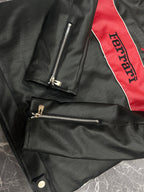 Chaqueta de Cuero Ferrari F1 Clásica - Negro y Rojo