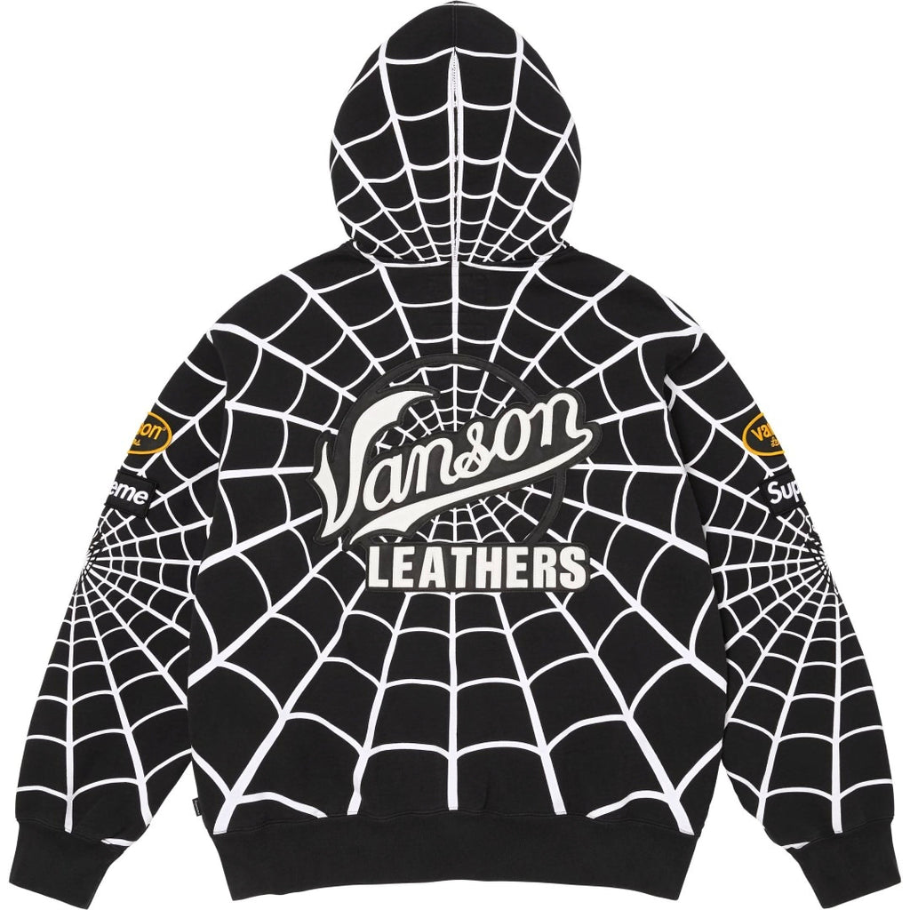 Supreme x Vanson Leathers Spider-Man Web Zip Up Hoodie