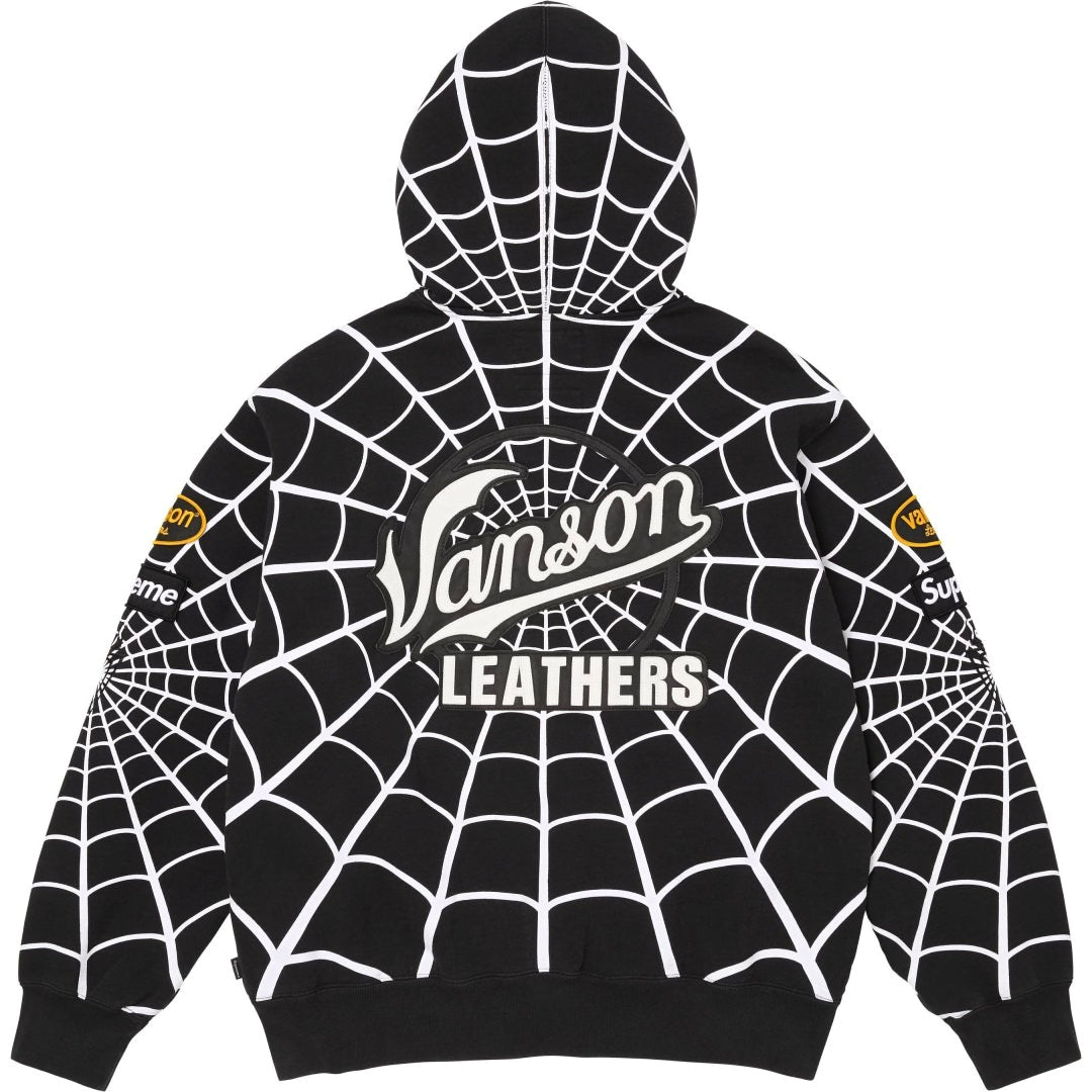 Supreme x Vanson Leathers Spider-Man Web Zip Up Hoodie