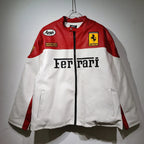 Chaqueta de Cuero Ferrari F1 - Edición Blanco y Rojo