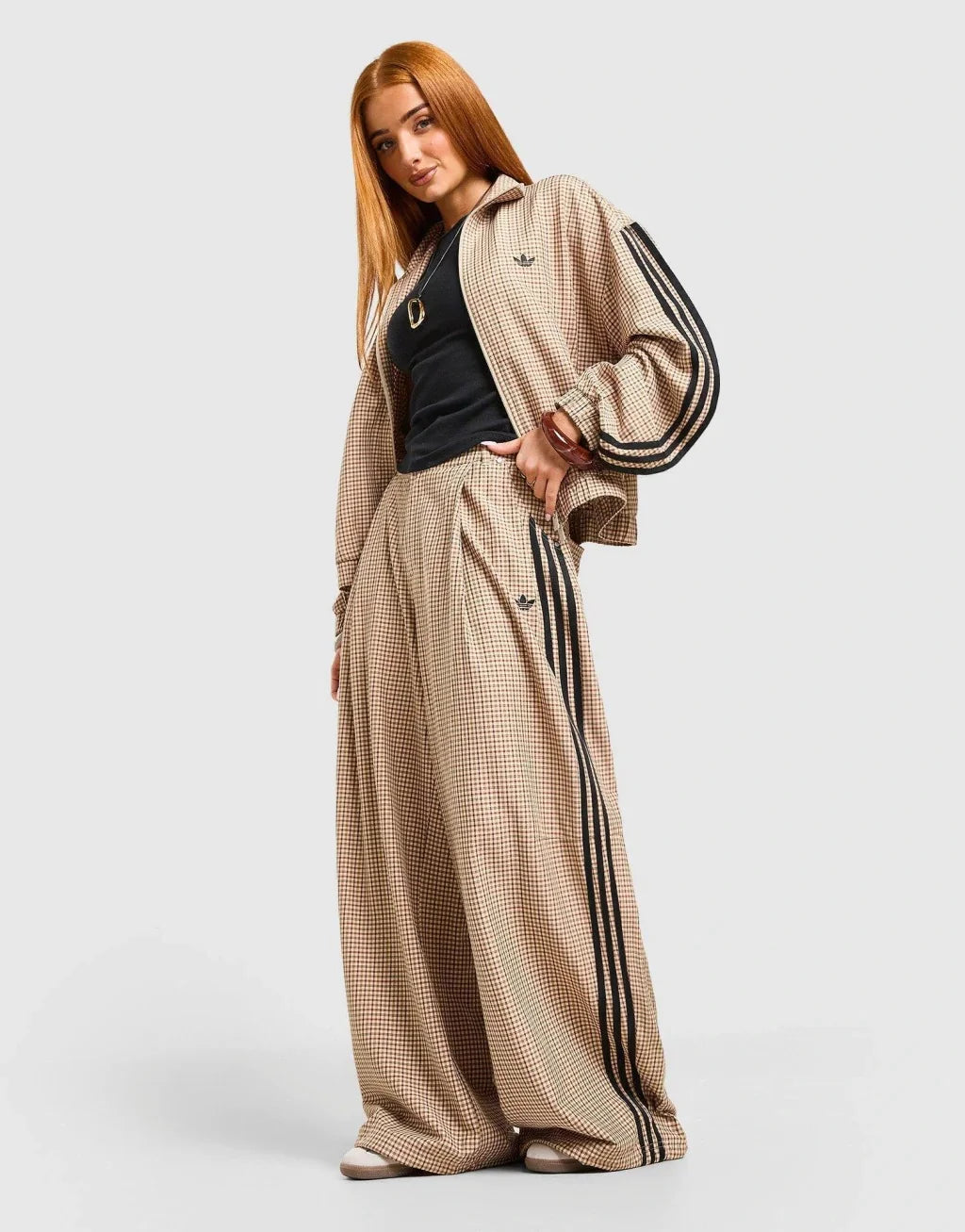 Adidas Originals Chaqueta Deportiva de Cuadros - Beige