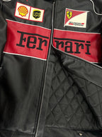 Chaqueta de Cuero Ferrari F1 Clásica - Negro y Rojo