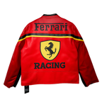 Chaqueta de cuero Ferrari Racing estilo Y2K de motociclista