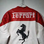 Chaqueta de Cuero Ferrari F1 - Edición Blanco y Rojo