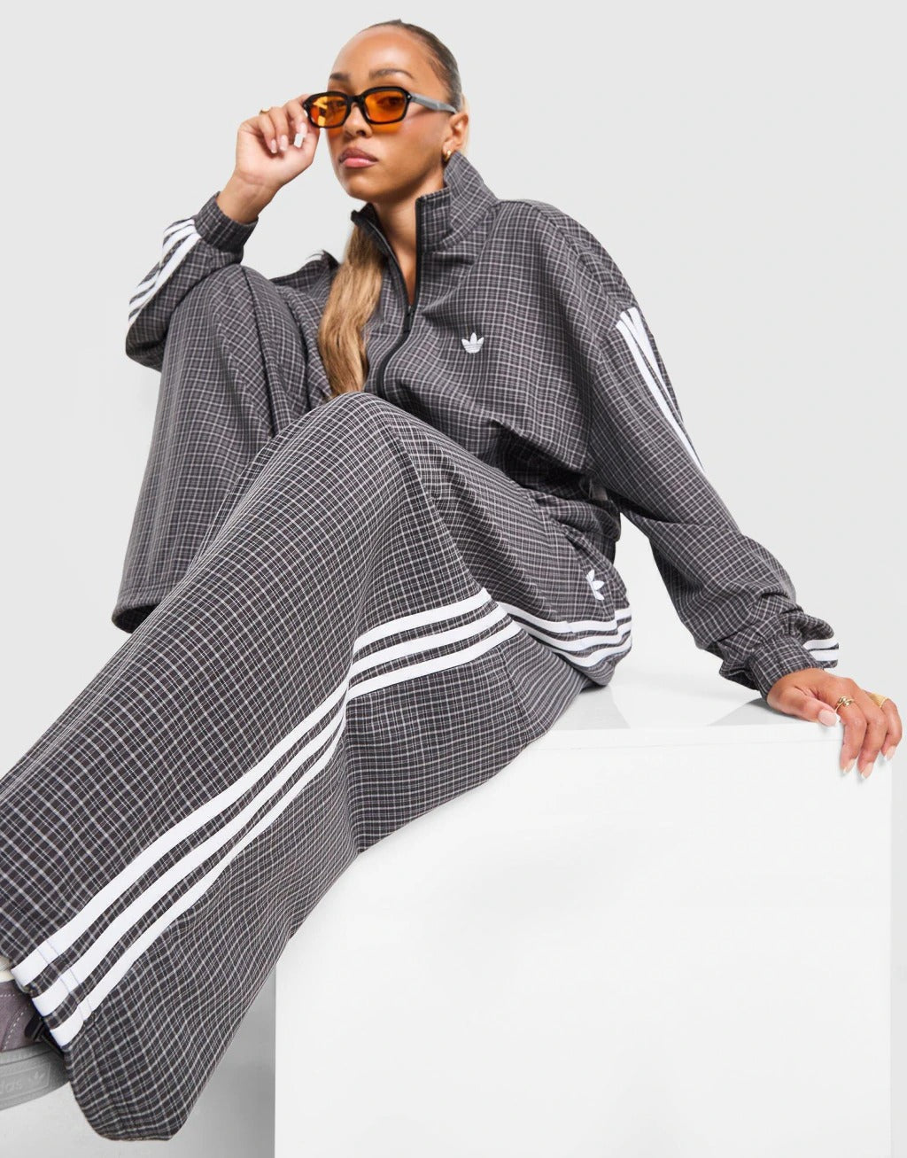 Adidas Originals Chaqueta Deportiva de Cuadros - Negro