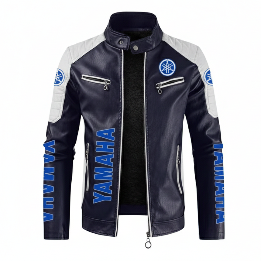 Chaqueta Racing Yamaha Logotipo Azul Edition (Motorsport cuero)
