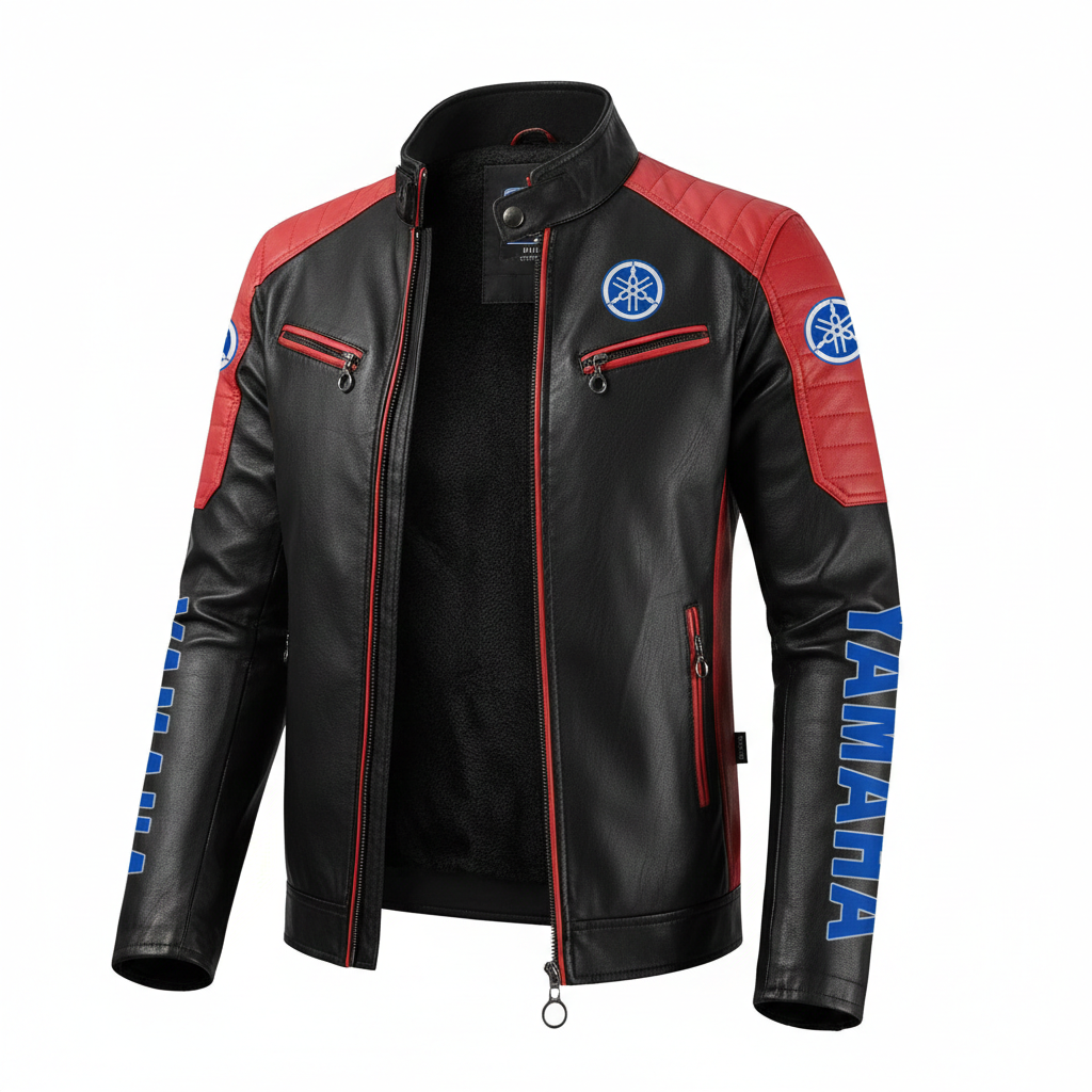 Chaqueta Racing Yamaha Logotipo Azul Edition (Motorsport cuero)
