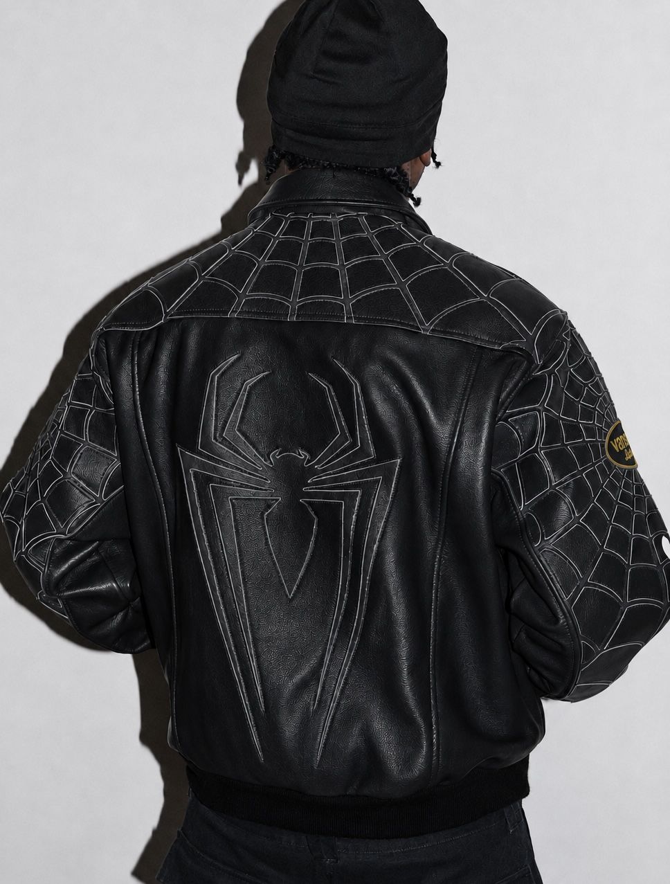 Supreme x Spider Man Leather Jacket 2026 – Negro y Blanco