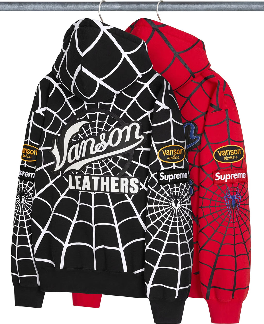 Supreme x Vanson Leathers Spider-Man Web Zip Up Hoodie