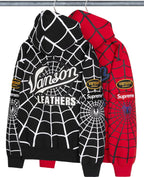Supreme x Vanson Leathers Spider-Man Web Zip Up Hoodie