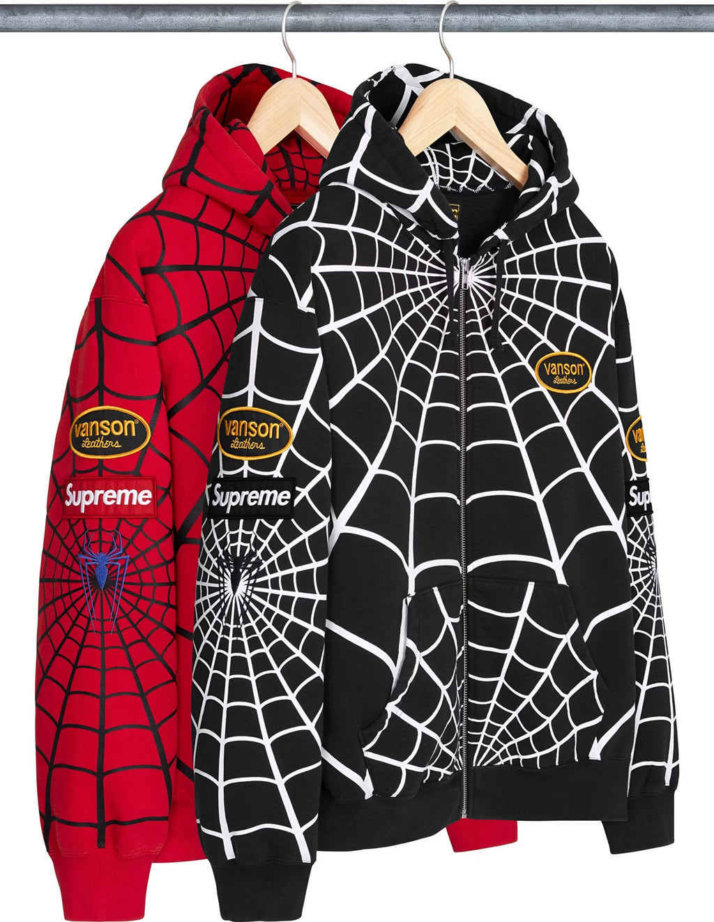 Supreme x Vanson Leathers Spider-Man Web Zip Up Hoodie